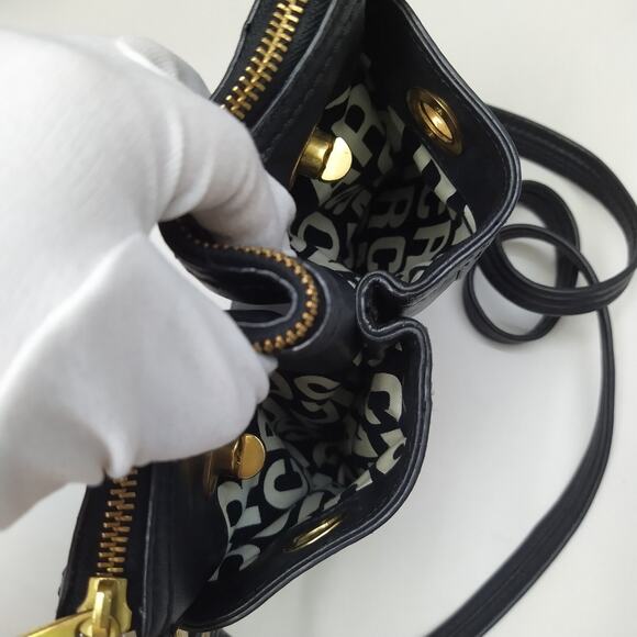 Marc by Marc Jacobs Black Leather Double Turnlock Pockets Zipper Crossbody Bag - Picture 11 of 16